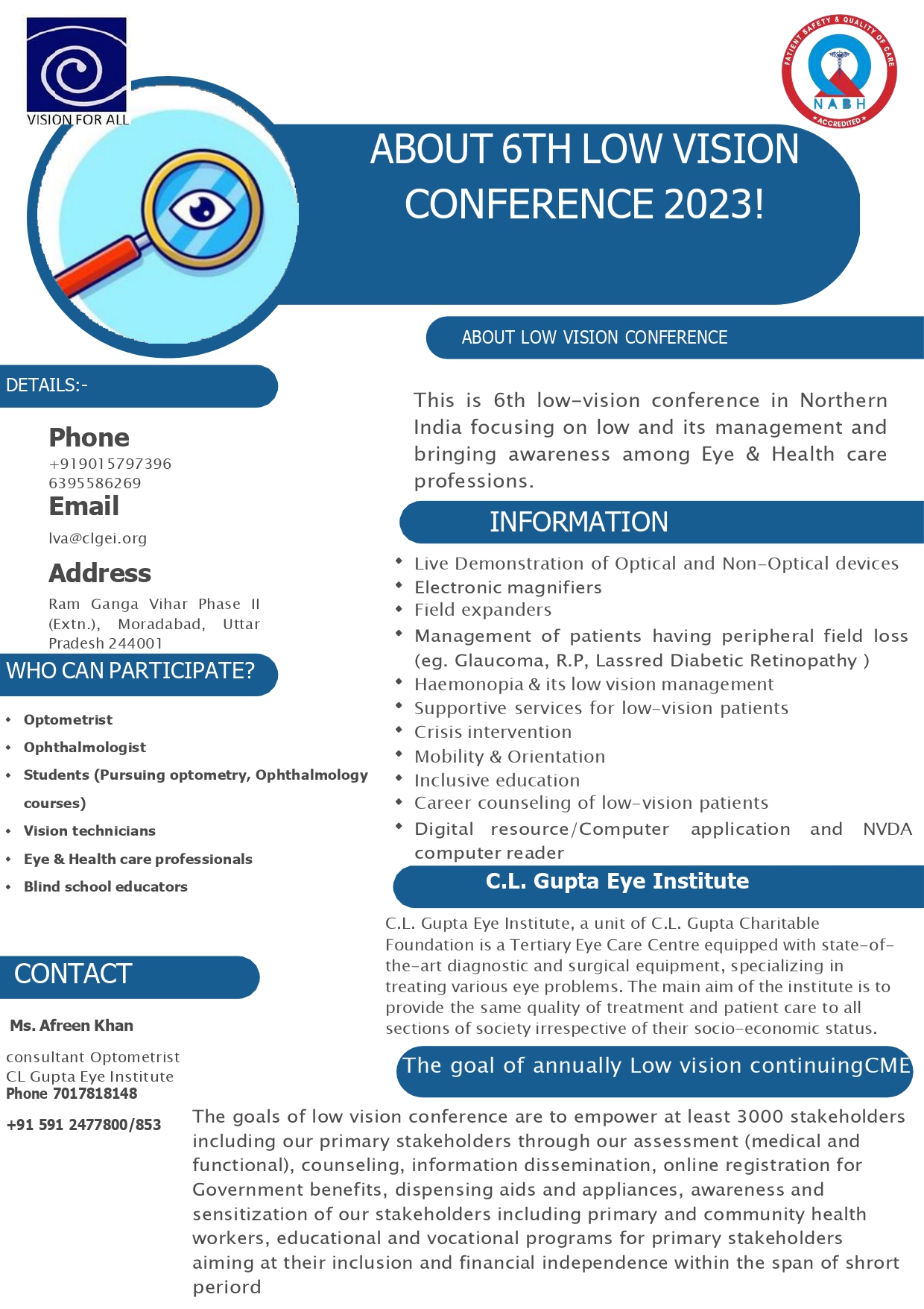 26 February (6th- Conference) National Low vision conference 2023